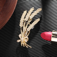 Load image into Gallery viewer, Jewelblings Stunning Gold Tone Clear CZ Bow Tie Wheat Brooch Pin Ears Jewelry for Women Suit
