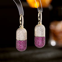 Load image into Gallery viewer, Jewelblings Pharmaceutical Inspiration Full Pave CZ Capsule Clip Earrings Creative Jewelry

