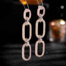 Load image into Gallery viewer, Jewelblings Hip-pop Fashion Style Opens Full Pave CZ Link Chain Drop Earrings Statement Accessory
