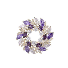 Load image into Gallery viewer, Jewelblings Winter Holiday Jewelry Marquise Shape CZ Purple Garland Brooch Wreath Pin Circlet Round Jewelry
