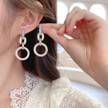 Load image into Gallery viewer, Jewelblings Chic Designer Blue Yellow Pink Circle Round Link Drop Earrings Modern Fashion Jewelry
