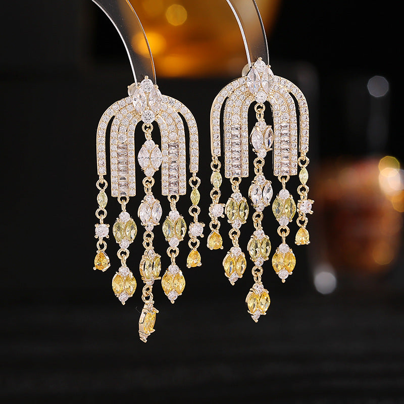 Jewelblings Gorgeous Arch Shaped Tassel Earrings for Wedding Bridal Accessory