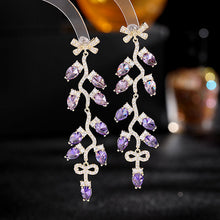 Load image into Gallery viewer, Jewelblings Elegant Fashion Ribbon Bowtie and Campanula Bellflower Drop Earrings Frenchy Style Jewelry
