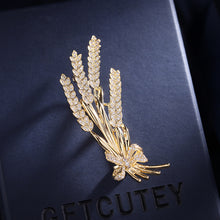 Load image into Gallery viewer, Jewelblings Stunning Gold Tone Clear CZ Bow Tie Wheat Brooch Pin Ears Jewelry for Women Suit
