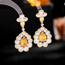 Load image into Gallery viewer, Jewelblings Exquisite Vintage Style Cluster Yellow Pear Drop Earrings for Anniversary Christmas Gifts Jewelry
