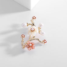 Load image into Gallery viewer, Jewelblings Chinese Style Gold Branch White Pink Plum Blossom Brooch Sakura Pin
