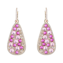Load image into Gallery viewer, Jewelblings Glitter Gold Tone Embellishment Full Round Stones Pear Shaped Drop Clip Earrings
