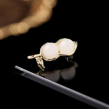 Load image into Gallery viewer, Jewelblings Cute Gold Tone Imitated Opal Red Peanut Pin Safety Collar Lapel Pin Unisex Jewelry
