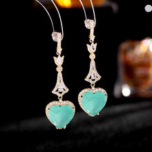 Load image into Gallery viewer, Jewelblings Vintage Inspiration Long Studded Faceted Cut Yellow Heart Drop Earrings for Lover Spouse Wife Jewelry
