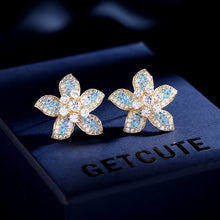 Load image into Gallery viewer, Jewelblings Stunning Two Layered Five Petal Colorful Flower Stud Earrings Daily Office Jewelry

