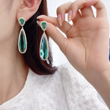 Load image into Gallery viewer, Jewelblings Classic Vintage Clear CZ Embellishment Green Pear and Long Teardrop Earrings for Women Accessory

