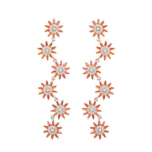 Load image into Gallery viewer, Jewelblings Stunning Long Cascading Orange Sun Flowers Drop Earrings Burst Floral Jewelry

