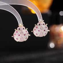 Load image into Gallery viewer, Jewelblings Exquisite Cute Orange Pink Purple Stone Dotted Ladybug Earrings Insect Jewelry
