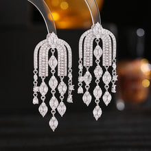 Load image into Gallery viewer, Jewelblings Gorgeous Arch Shaped Tassel Earrings for Wedding Bridal Accessory
