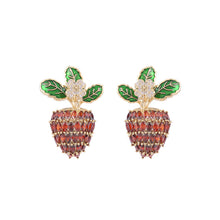Load image into Gallery viewer, Jewelblings Adorable Enamel Leaf Marquise Shape CZ Carrot Stud Earrings Fruit Jewelry
