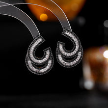 Load image into Gallery viewer, Jewelblings Designer Fashion Black Tone Colored Double Moon Drop Earrings Luxury Entry Color Blocking Accessory
