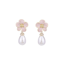 Load image into Gallery viewer, Jewelblings Gothic Vintage Purple Flower and Black Pearl Drop Earrings Costume Floral Accessory
