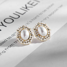 Load image into Gallery viewer, Jewelblings Elegant Vintage Pearl Cluster Oval Shaped Pearl Stud Earrings

