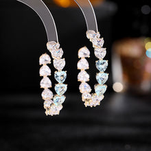 Load image into Gallery viewer, Jewelblings Romantic Style Blue Heart Cut CZ Hoop Earrings C Shaped Earrings Jewelry
