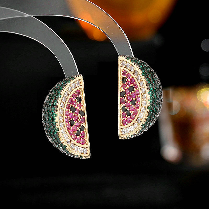 Jewelblings Sweet Fashion Full Pave CZ Watermelon Stud Earrings for Costume Jewelry