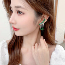 Load image into Gallery viewer, Jewelblings Modern Fashion Pear Stone Accent Ear Cuff and Pierced Tassel Earrings
