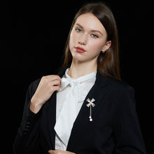 Load image into Gallery viewer, Jewelblings Designer Gold Tone Two Layered Cross Domed Windmill Brooch Pin with Pearl Drop
