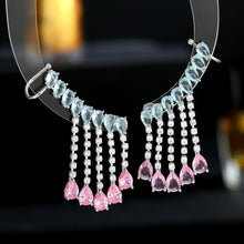 Load image into Gallery viewer, Jewelblings Modern Fashion Pear Stone Accent Ear Cuff and Pierced Tassel Earrings
