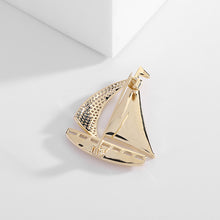 Load image into Gallery viewer, Jewelblings Chic Fashion Micro Pave and Mother of Pearl Sailboat Pin with Anchors Accent Unisex Jewelry
