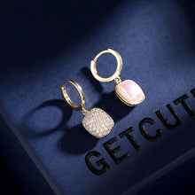 Load image into Gallery viewer, Jewelblings Exquisite Fashion Clear CZ and Imitated Pearl Square Clip Earrings Geometry Asymmetry Accessory
