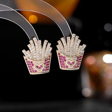Load image into Gallery viewer, Jewelblings Modern Fashion Heart Accent French Fries Stud Earrings Chips Jewelry
