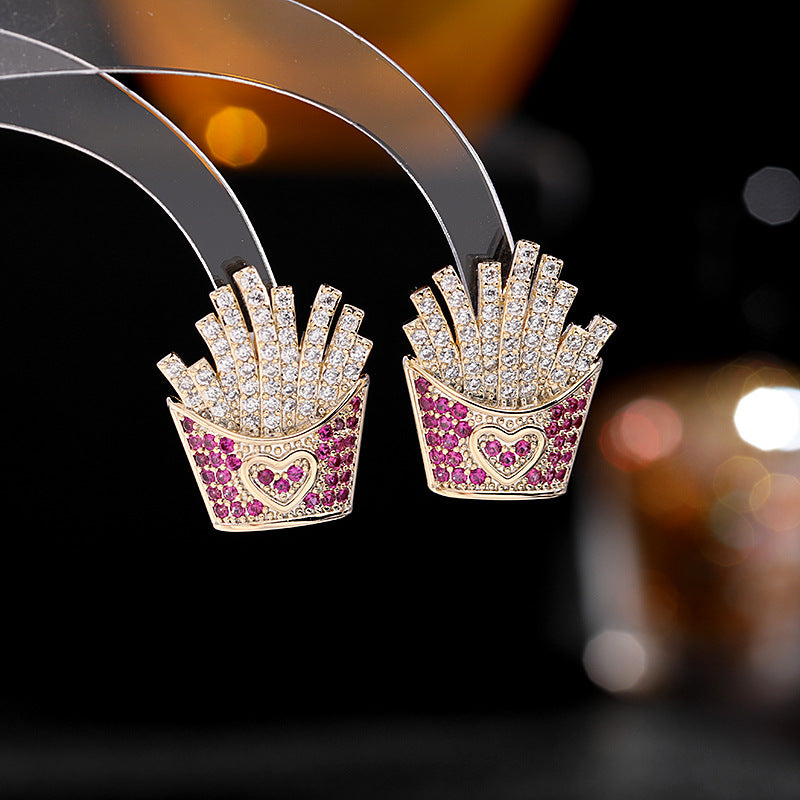 Jewelblings Modern Fashion Heart Accent French Fries Stud Earrings Chips Jewelry