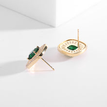Load image into Gallery viewer, Jewelblings Classic Vintage Baguette Cut Clear CZ Surrounded Pink Square Stone Stud Earrings for Unofficial Occasion
