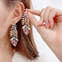 Load image into Gallery viewer, Jewelblings Gorgeous Designer Long Statement Colorful Feather Drop Earrings Cocktail Party Jewelry
