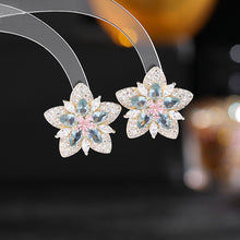 Load image into Gallery viewer, Jewelblings Gorgeous Two-Tiered Star Shaped Five Petal Burnt Orange Green Flower Stud Earrings for Daily Wear
