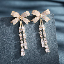 Load image into Gallery viewer, Jewelblings Victorian Inspiration Green Bow and Tassel Drop Earrings Occasion Event Accessory
