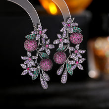 Load image into Gallery viewer, Jewelblings Luxurious Goth Inspiration Black Tone Purple Flower Cherry Earrings for Holiday Party Jewelry

