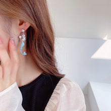 Load image into Gallery viewer, Jewelblings Fairy Tale Style Pearl Deco Blue Mermaid Drop Earrings Vintage Collection
