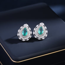 Load image into Gallery viewer, Jewelblings Classic Sparkling Trio Halo Pear Cut Yellow Pink Clear Lake Blue Stud Earrings for Small Party Accessory
