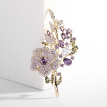 Load image into Gallery viewer, Jewelblings Gorgeous Rose Gold Plated Branch Twig Leaf Bloom Rosa Flower Brooch Floral Bouquet Pin Nature Inspiration Jewelry
