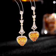 Load image into Gallery viewer, Jewelblings Vintage Inspiration Long Studded Faceted Cut Yellow Heart Drop Earrings for Lover Spouse Wife Jewelry
