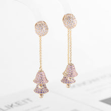 Load image into Gallery viewer, Jewelblings Fantastic Long Chain Tassel Blue and Green Double Bell Drop Earrings Winter Holiday Jewelry
