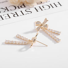 Load image into Gallery viewer, Jewelblings French Vintage Style Bowtie Double Stones Tassel Drop Earrings Trendy Accessory
