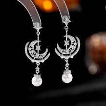 Load image into Gallery viewer, Jewelblings Chic Fashion Silver Tone Star Moon Pearl Drop Earrings Celestial Party Jewelry

