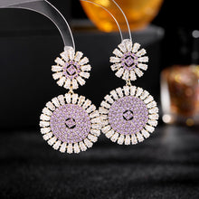 Load image into Gallery viewer, Jewelblings Luxury Baguette Cut and Pave CZ Round Shaped Daisy Flower Drop Earrings Special Gift Jewelry
