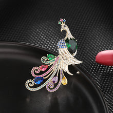 Load image into Gallery viewer, Jewelblings Elegant Pear Stone Accent Blue Proud Peacock Brooch Pin Beautiful Bird Animal Jewelry
