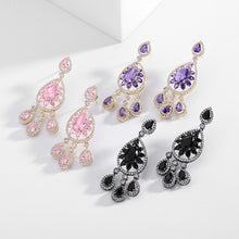 Load image into Gallery viewer, Jewelblings Fantastic Vintage Style OpensPurple Floral Pear Shaped and Trio Tassel Earrings Dinner Party Event Accessory
