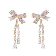Load image into Gallery viewer, Jewelblings Victorian Inspiration Green Bow and Tassel Drop Earrings Occasion Event Accessory
