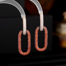 Load image into Gallery viewer, Jewelblings Gorgeous Designer Opens Oval Shaped Round Bar Drop Earrings Geometrical Color Blocking Jewelry
