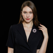 Load image into Gallery viewer, Jewelblings Winter Holiday Jewelry Marquise Shape CZ Purple Garland Brooch Wreath Pin Circlet Round Jewelry
