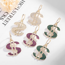 Load image into Gallery viewer, Jewelblings Classic Luxury Entry Symbol $ US Dollar Drop Earrings Statement Night Club Accessory
